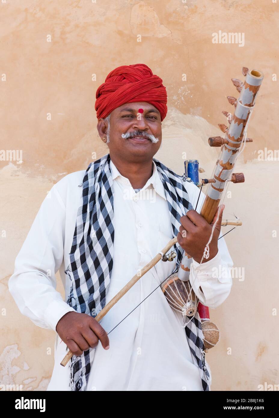 Musicien indien, fort Amber, Jaipur, Rajasthan, Inde Banque D'Images
