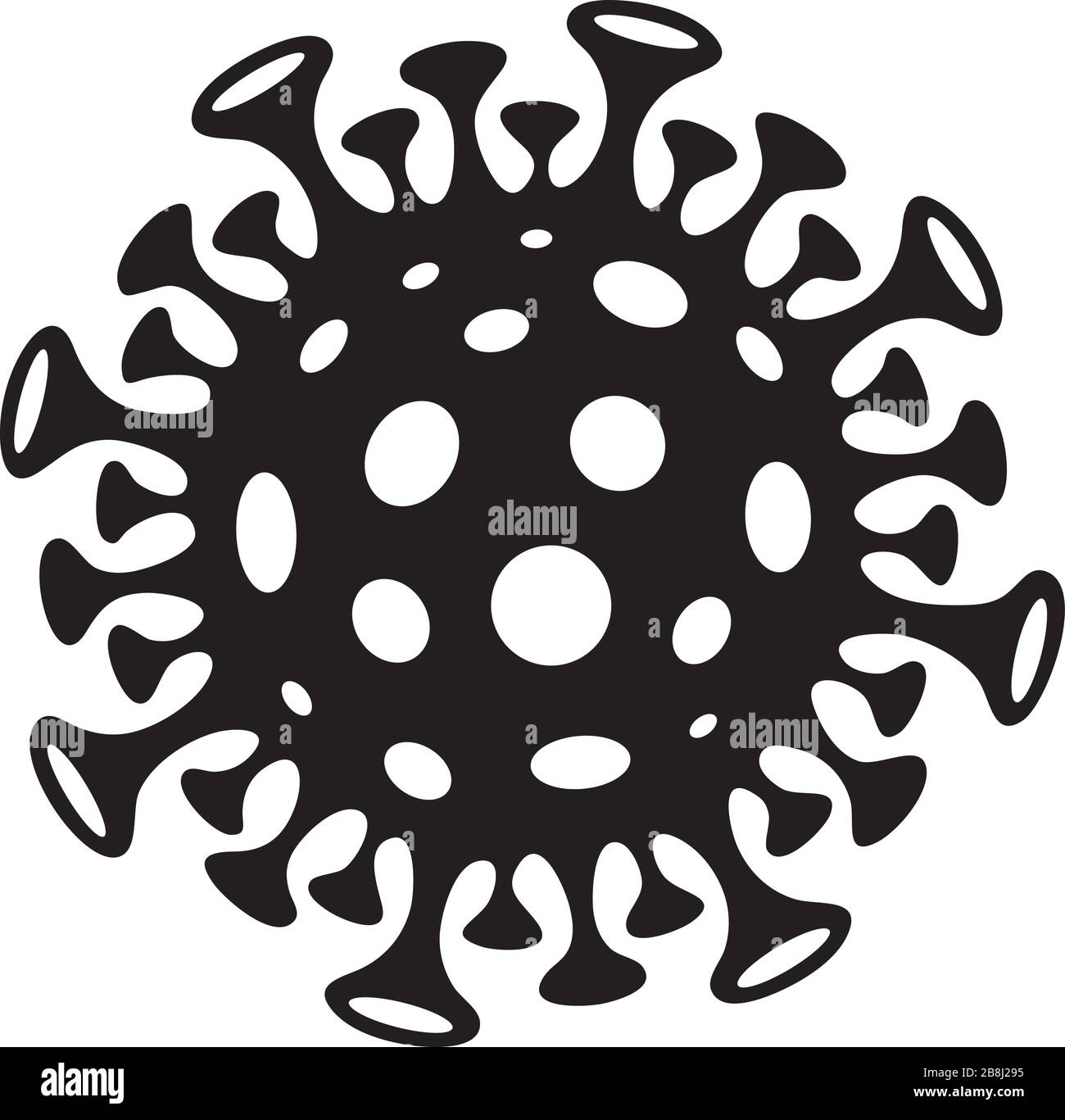 Icône vectorielle Coronavirus COVID-19. Symbole noir sur blanc. Illustration de Vecteur