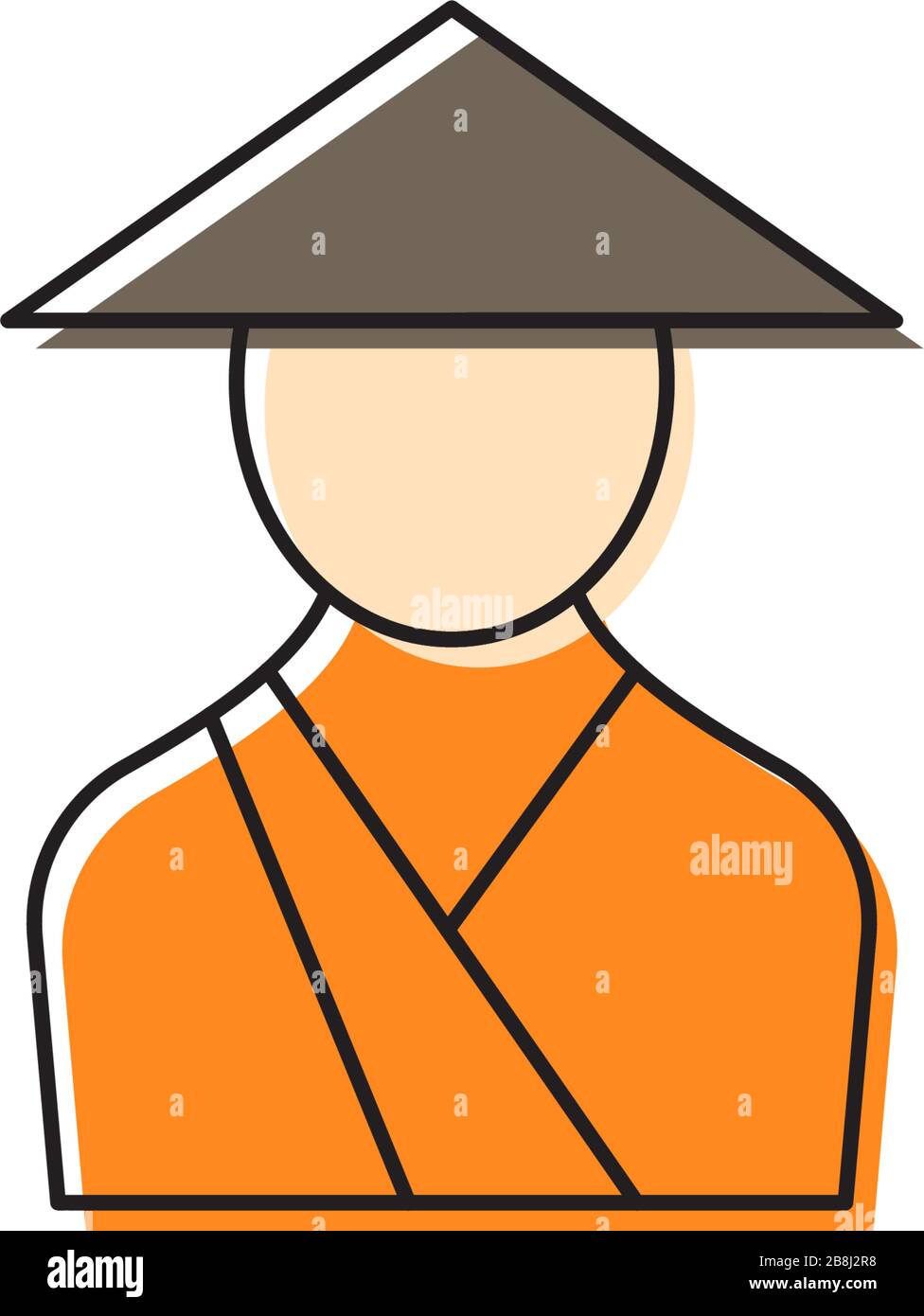 Symbole de vecteur de moine asiatique isolé sur fond blanc Illustration de Vecteur