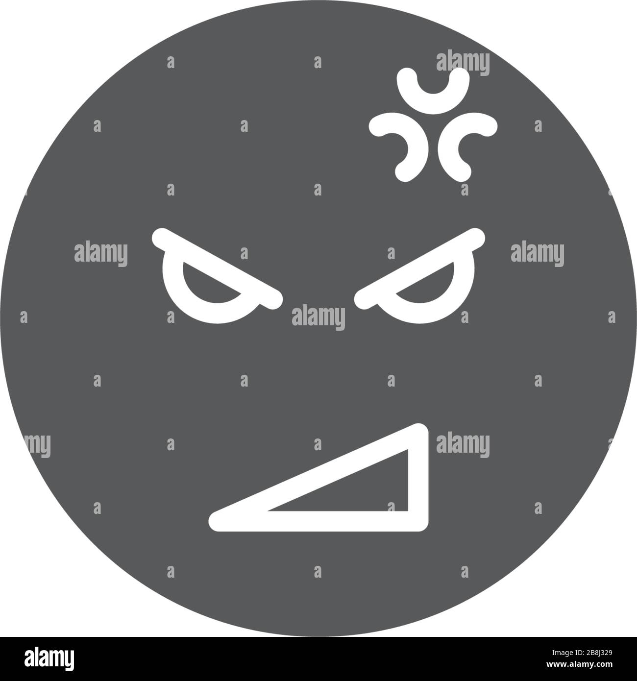 Symbole de l'icône vectorielle émotiji de la face en colère isolé sur ...