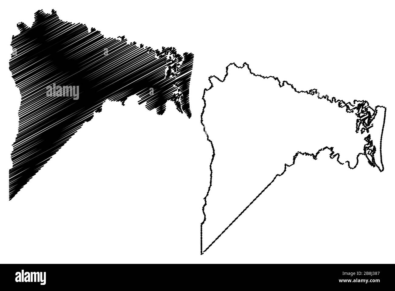 Nassau County, Floride (U.S. County, États-Unis d'Amérique, États-Unis, États-Unis, États-Unis) illustration vectorielle de carte, esquisse de gribble Nassau map Illustration de Vecteur