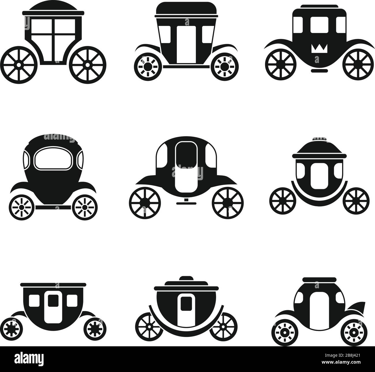 Ensemble d'icônes Brougham. Ensemble simple d'icônes vectorielles brougham pour la conception de sites Web sur fond blanc Illustration de Vecteur