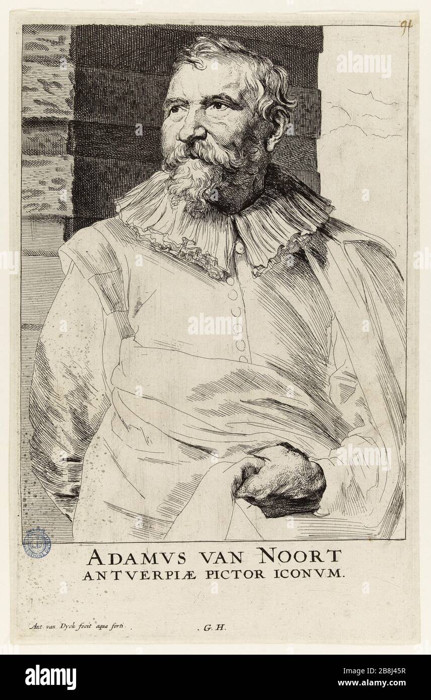 Portrait d'Adam van Noort Anthonie van Dyck (1599-1641), peintre dessinateur et graveur flamand. 'Portrait d'Adam van Noort'. Gravité. Musée des Beaux-Arts de la Ville de Paris, petit Palais. Banque D'Images