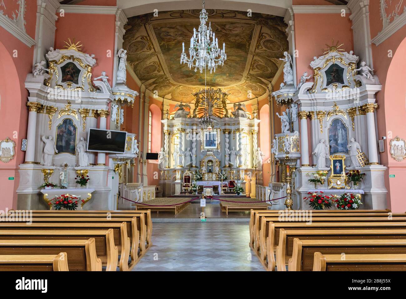 Église de mère de Dieu, Reine Des Familles à Lubasz dans le comté de Czarnkow Trzcianka, Grande Pologne Voivodeship de Pologne Banque D'Images