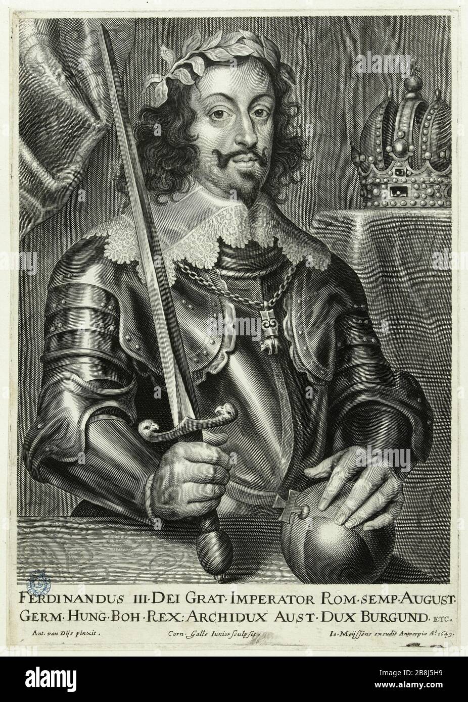 Ferdinand III (Hollstein 130) Antoine Van Dyck (1599-1641). Ferdinand III (Hollstein 130). Eau-forte sur papier, burin, 1641. Banque D'Images