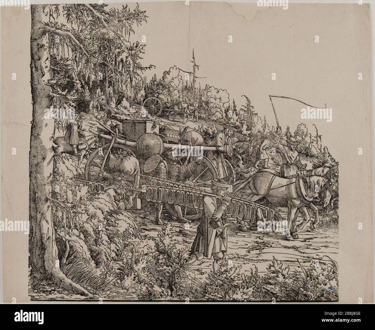 Le triomphe de l'empereur Maximilian I : cent vingt-huitième pension (Dornik-Eger 36; Bartsch 81) Hans Burgkmair, dit l'ancien (1473-1531). Le Triomphe de l'Empereur Maximilien Ier : cent-vingt-huitième planète (Dornik-Eger 36 ; Bartsch 81). Xylographie, 1512-1519. Musée des Beaux-Arts de la Ville de Paris, petit Palais. Banque D'Images