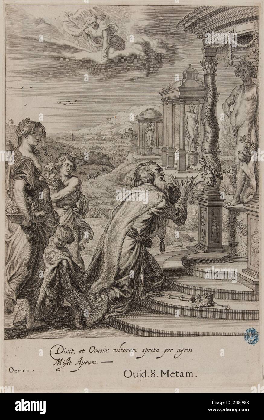 Table du Temple des Muses: Oeneus, Dutuit p. 36, le Blanc 110 Cornelis II Bloemaert, dit le Jeune (1603-1692). Tableau du Temple des Muses : Oenée, Dutuit p. 36, le Blanc 110. Burin, 1655. Musée des Beaux-Arts de la Ville de Paris, petit Palais. Banque D'Images