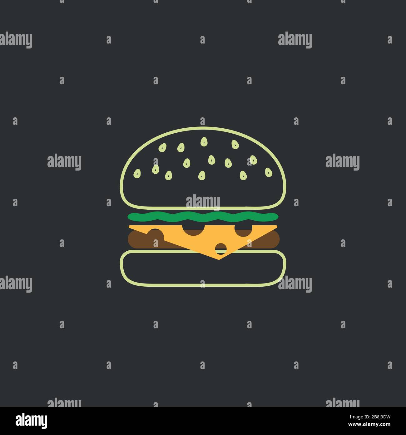 Icône Burger Neon Hamburger Fast Food symbole vectoriel eps 10 Illustration de Vecteur