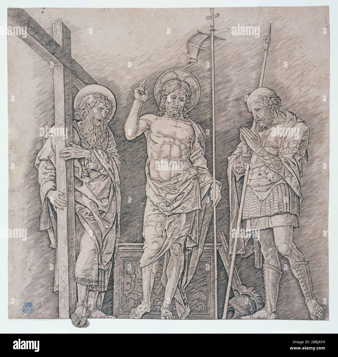 JÉSUS ​​CHRIST RESSUSCITÉ - B 6 Andrea Mantegna (1431-1506). 'Jésus-Christ ressuscité - B 6'. Gravité. Musée des Beaux-Arts de la Ville de Paris, petit Palais. Banque D'Images