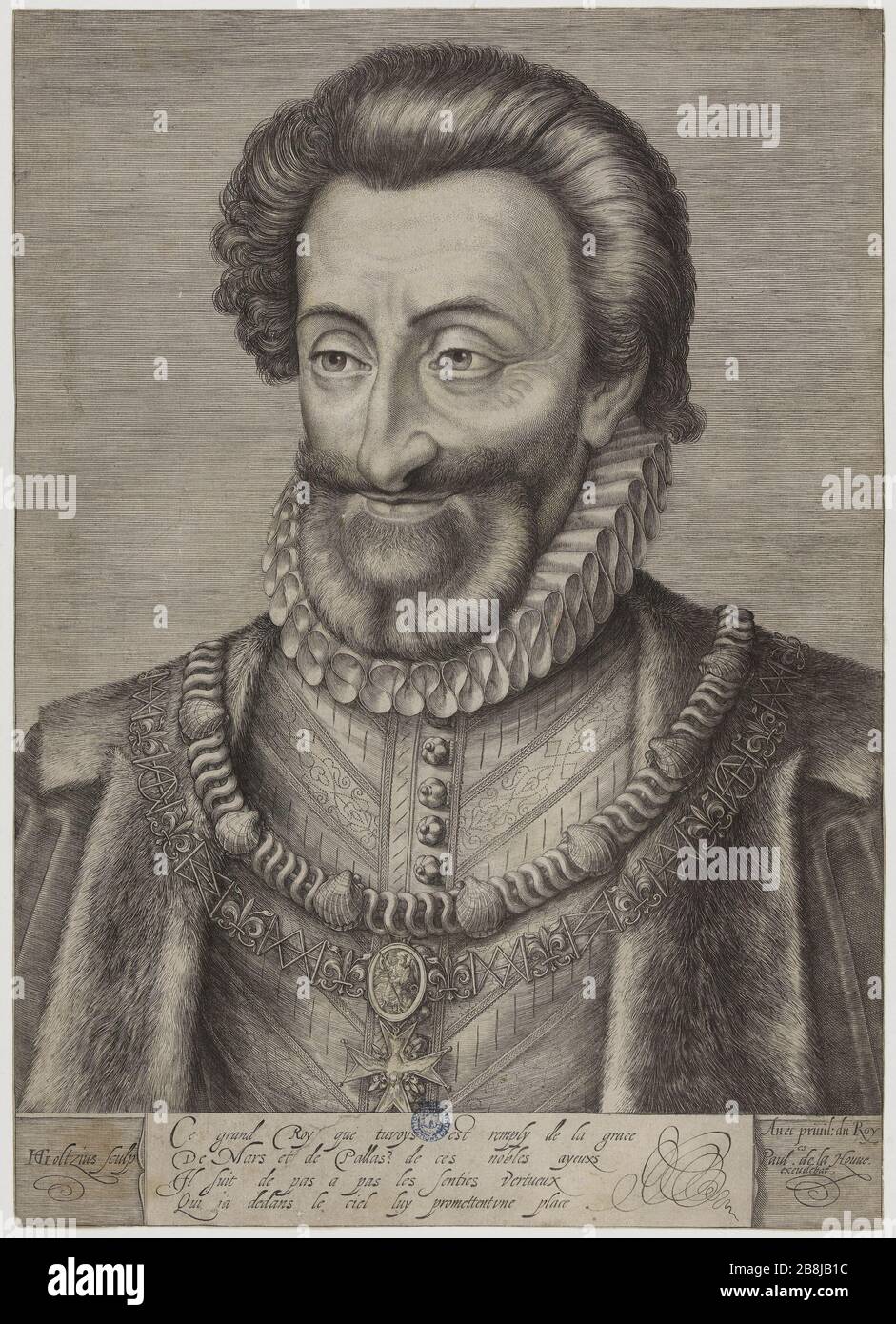 Henri IV de France et Navarre (Dutuit 173) Hendrik Goltzius (1561-1641). 'Henri IV, roi de France et de Navarre (Dutuit 173)'. Burin. Musée des Beaux-Arts de la Ville de Paris, petit Palais. Banque D'Images