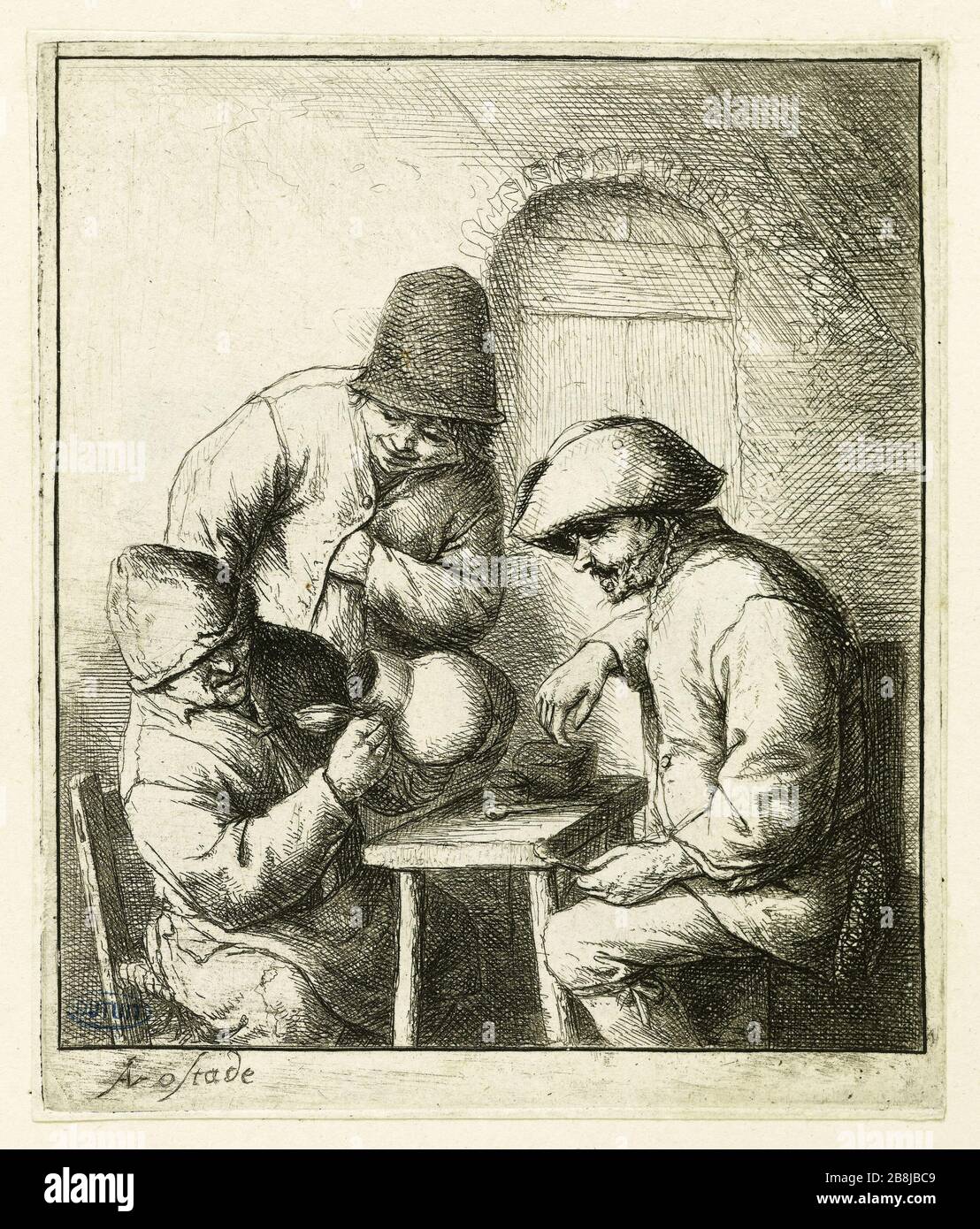 La cruche vide (Bartsch 15) Adriaen Van Ostad (1610-1685). La cruche vide (Bartsch 15). Eau-forte, vers 1653. Musée des Beaux-Arts de la Ville de Paris, petit Palais. Banque D'Images