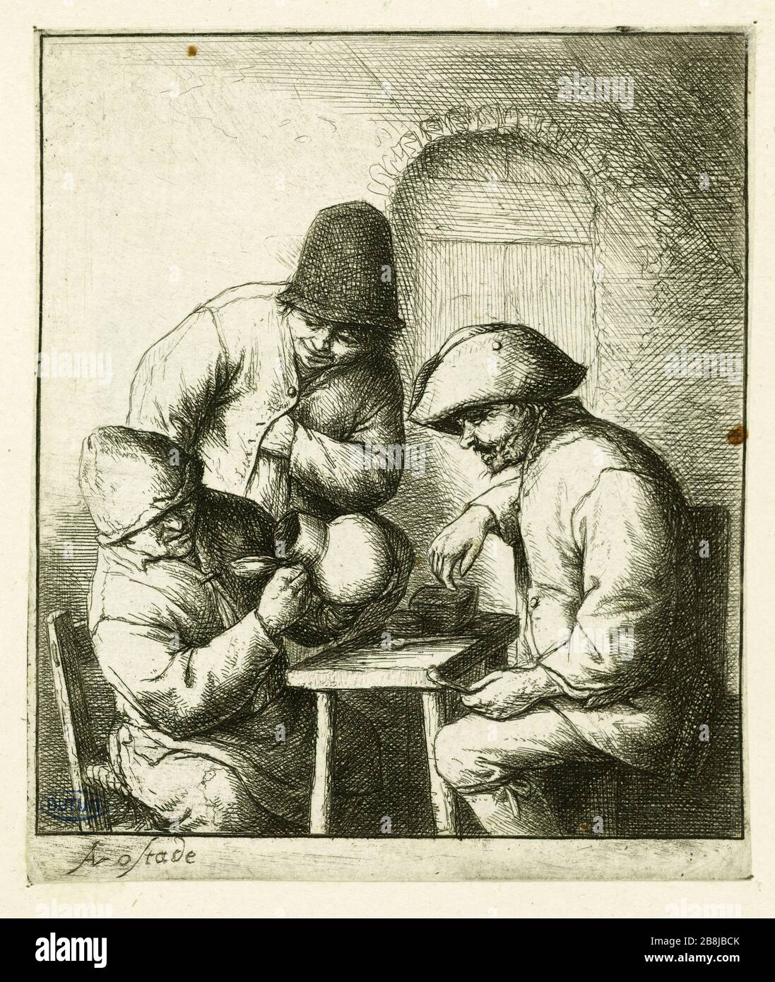 La cruche vide (Bartsch 15) Adriaen Van Ostad (1610-1685). La cruche vide (Bartsch 15). Eau-forte et pointe flèche, vers 1653. Musée des Beaux-Arts de la Ville de Paris, petit Palais. Banque D'Images