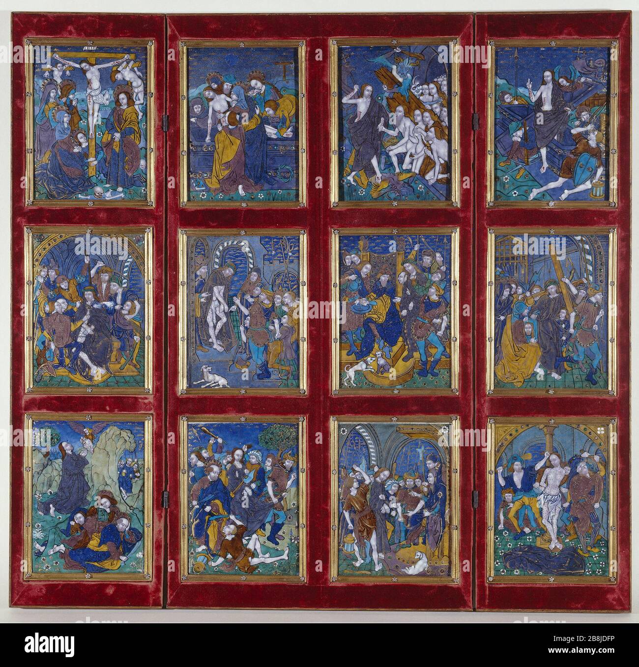ALTARPIECE, SCÈNES DE LA PASSION DU CHRIST Nardon Péricaud (attribué à l'atelier de). 'Retable, scènes de la Passion du Christ (vue d'ensemble)'. Musée des Beaux-Arts de la Ville de Paris, petit Palais. Banque D'Images
