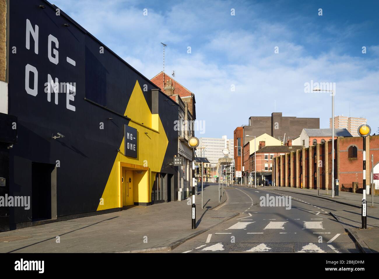 Les rues vides de la ville de Nottingham pendant la pandémie de coronavirus, Royaume-Uni. Banque D'Images