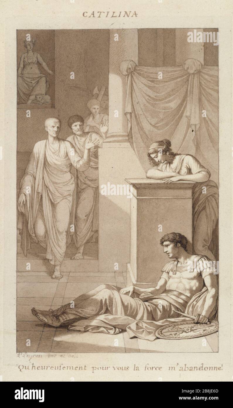 CATILINA: VOLUME II PAGE 154 DES OEUVRES Prosper crebillon (AVANT 1798) Jean-François-Pierre Peyron. Catilina : volume II page 154 des oeuvres de Crébillon (avant 1798). Dessert. Musée des Beaux-Arts de la Ville de Paris, petit Palais. Banque D'Images