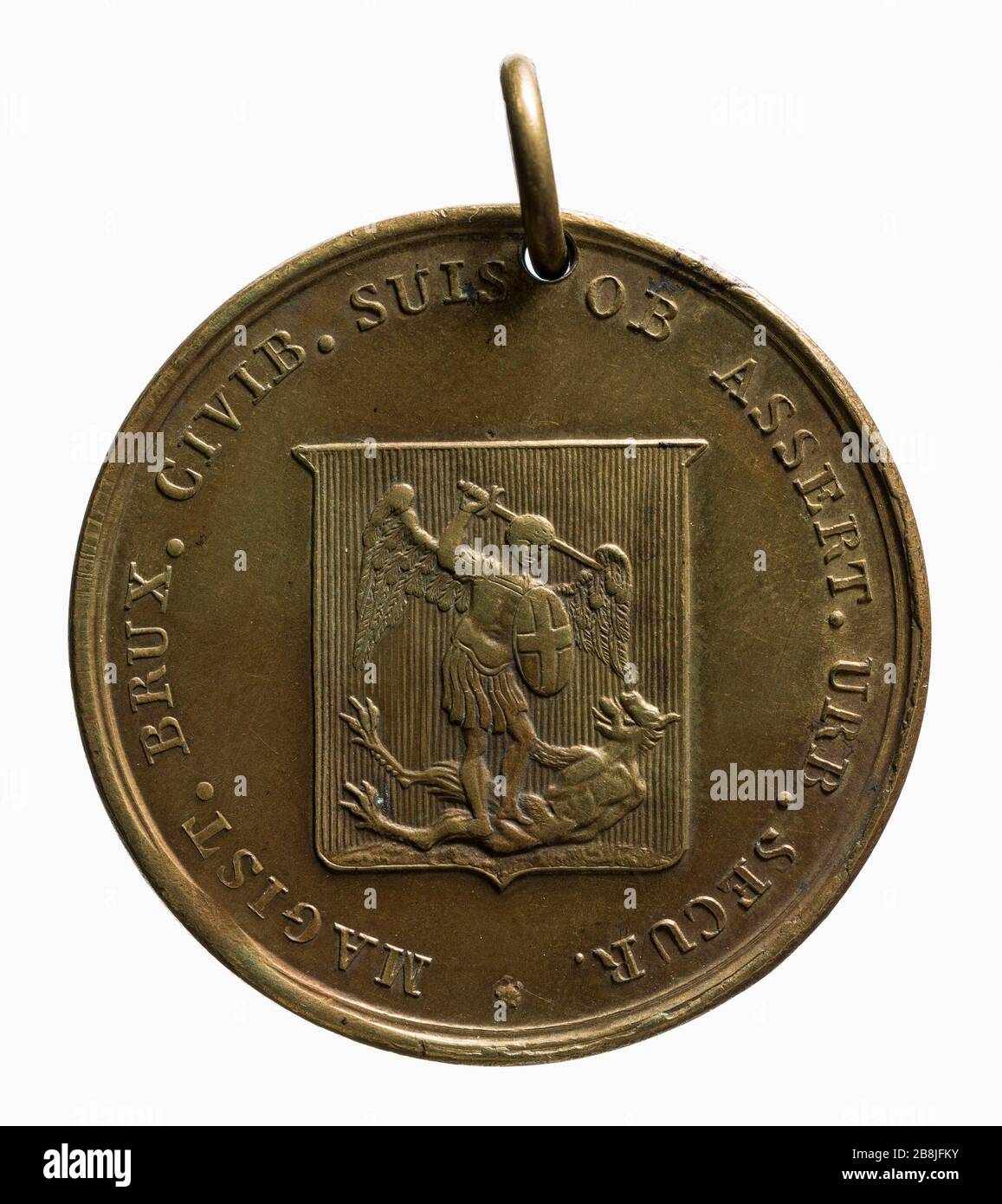 Garde civile de Bruxelles, 1815 (titre factice) Garde bourgeoise de Bruxelles. Cuivre et dorure, 1815. Paris, musée Carnavalet. Banque D'Images