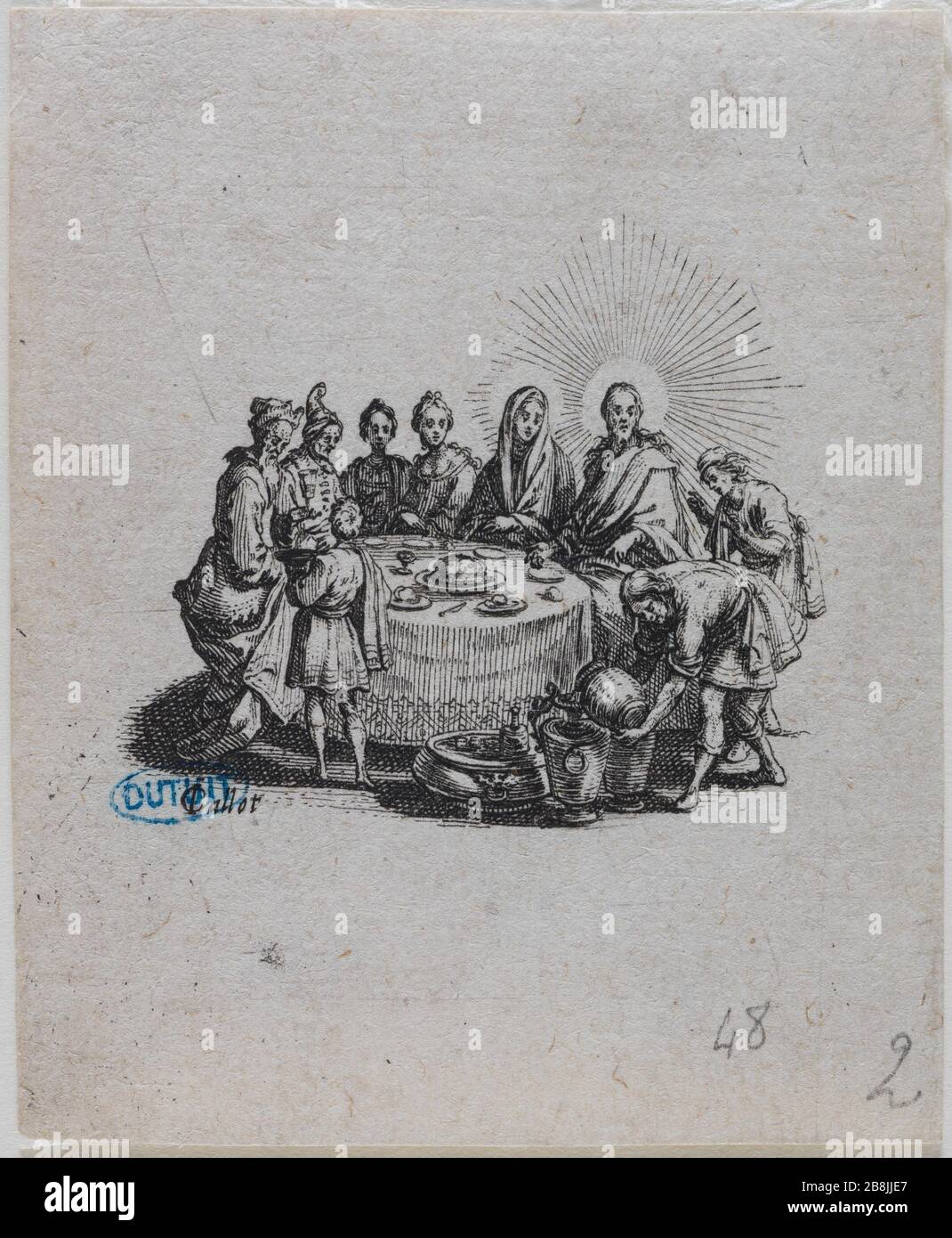 Le quatre banquet le mariage à Cana : première édition d'une série de 4 chambres (Lieure 295 Meaume 48) Jacques Callot (1592-1635). 'Les quatre banquets, les Noces de Cana : Premier numéro d'une suite de 4 pièces' (Lieure 295, Meaume 48). Eau-forte chaussée de burin. 1 ère du XVIIème siècle. Musée des Beaux-Arts de la Ville de Paris, petit Palais. Banque D'Images