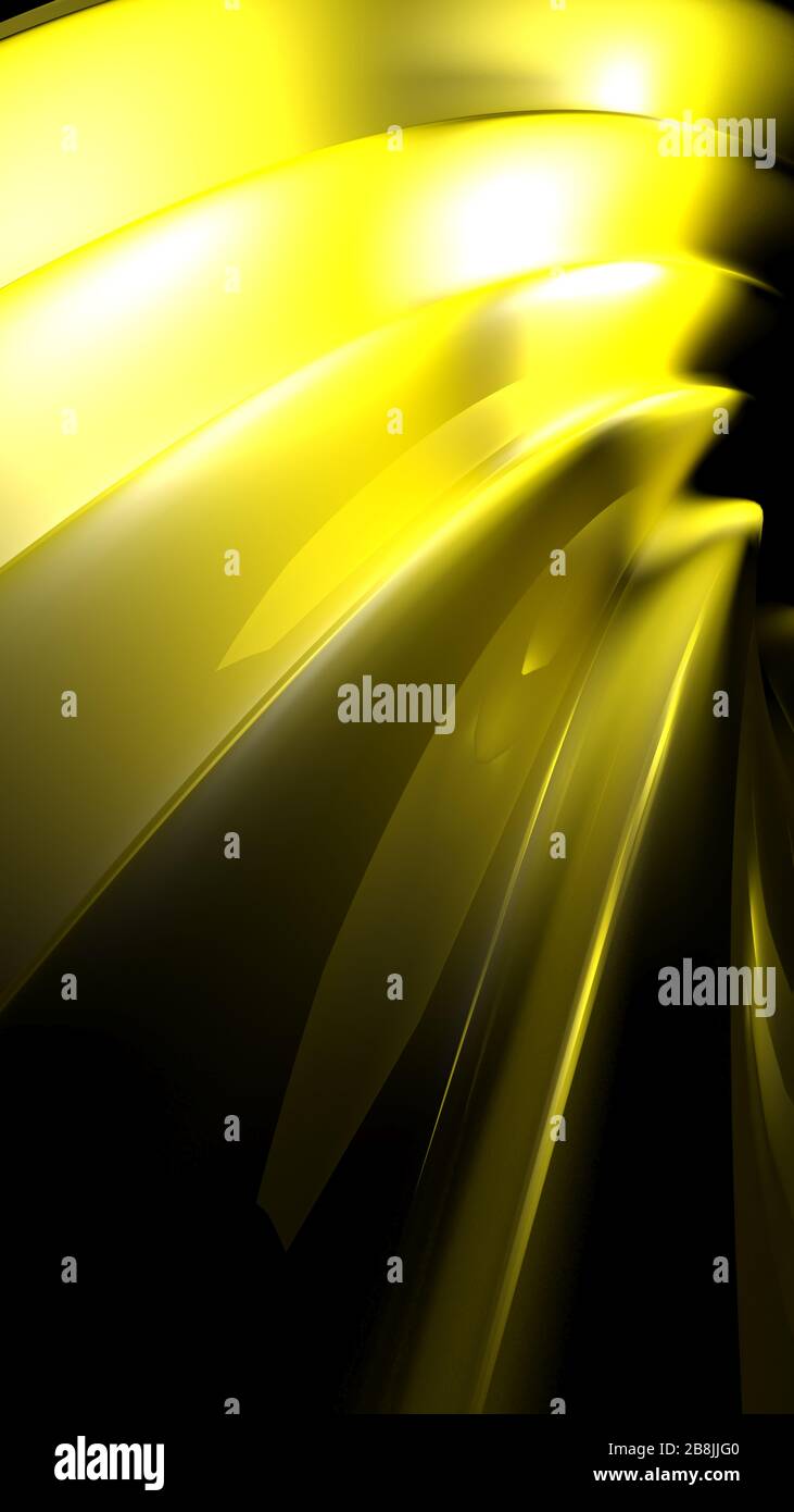 Surface ondulée jaune d'arrière-plan - illustration de rendu tridimensionnelle Banque D'Images