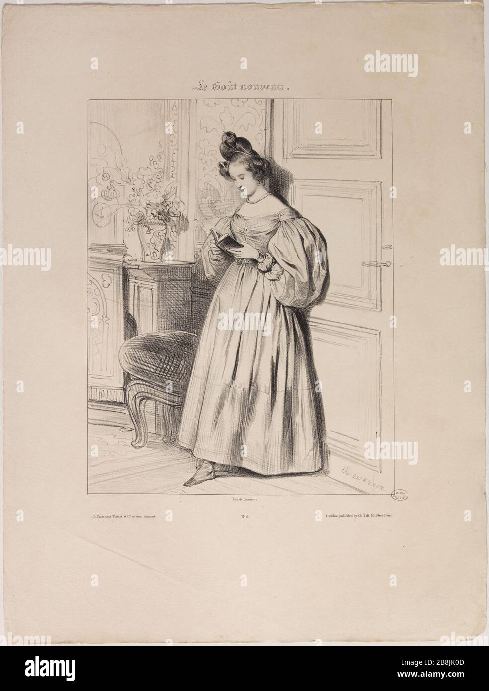 Le nouveau goût : divers motifs pris de la nature. Madame Adrienne Bar Achille Devéria (1800-1857) et Rose Joseph Lemercier (1803-1887). Le Goût Nouveau : motifs variés pris d'après nature. Mlle Adrienne barre. Lithographie. 1831. Paris, musée Carnavalet. Banque D'Images