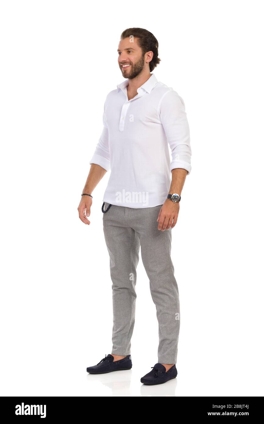 Pantalon gris chemise blanche sale