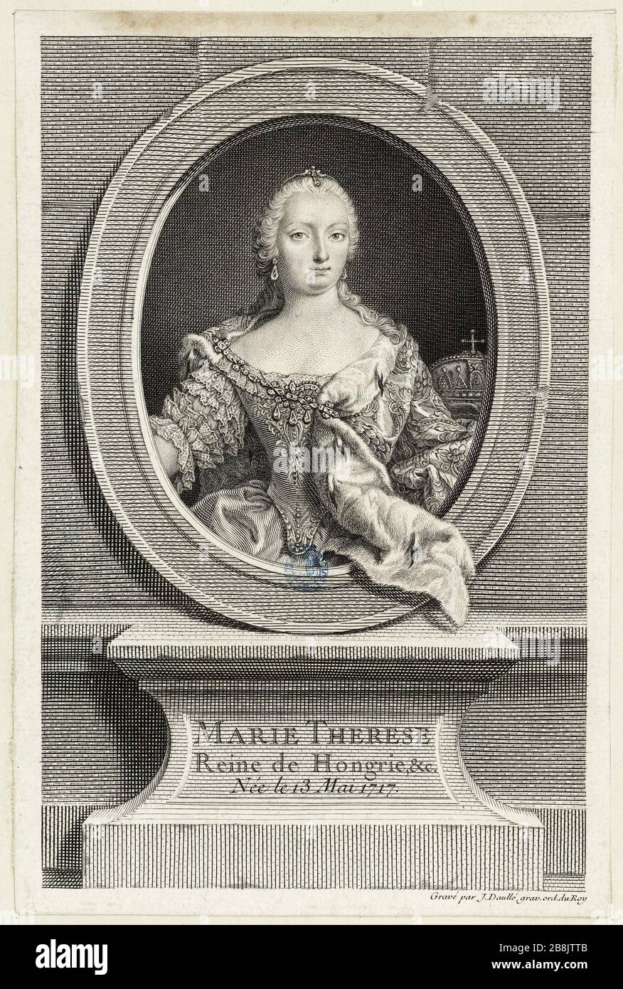 Maria Theresa, Reine de Hongrie après Martin Meytens (Dutuit p. 242) Jean Daullé (1703-1763). Marie Thérèse, reine d'honneur d'après Martin de Meytens (Dutuit p. 242). Burin. Musée des Beaux-Arts de la Ville de Paris, petit Palais. Banque D'Images