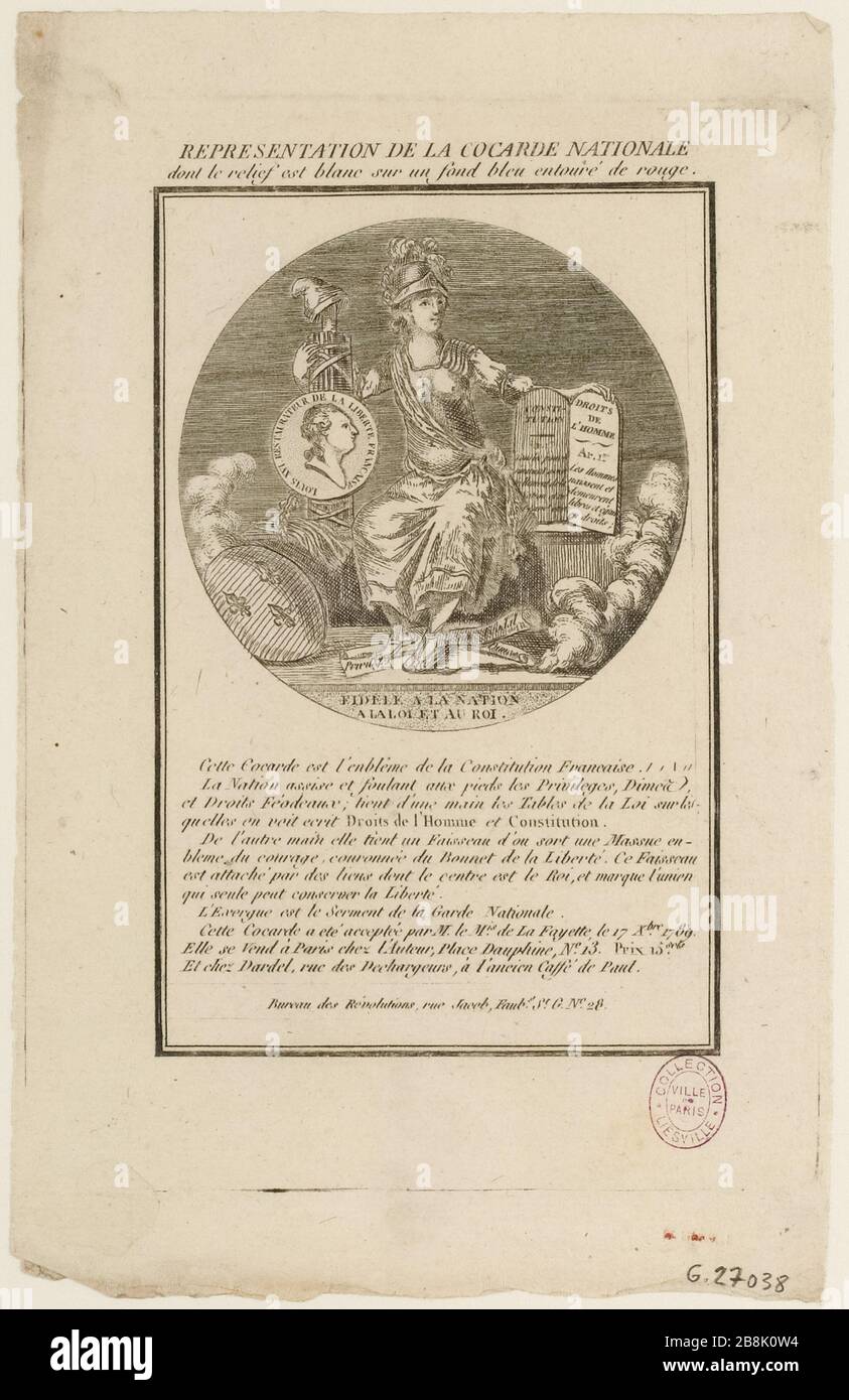 Révolution française : représentation de la rosette nationale. Décembre 1789. (titre factice) Banque D'Images Révolution française : représentation de la rosette nationale. Décembre 1789. (titre factice) Banque D'Images