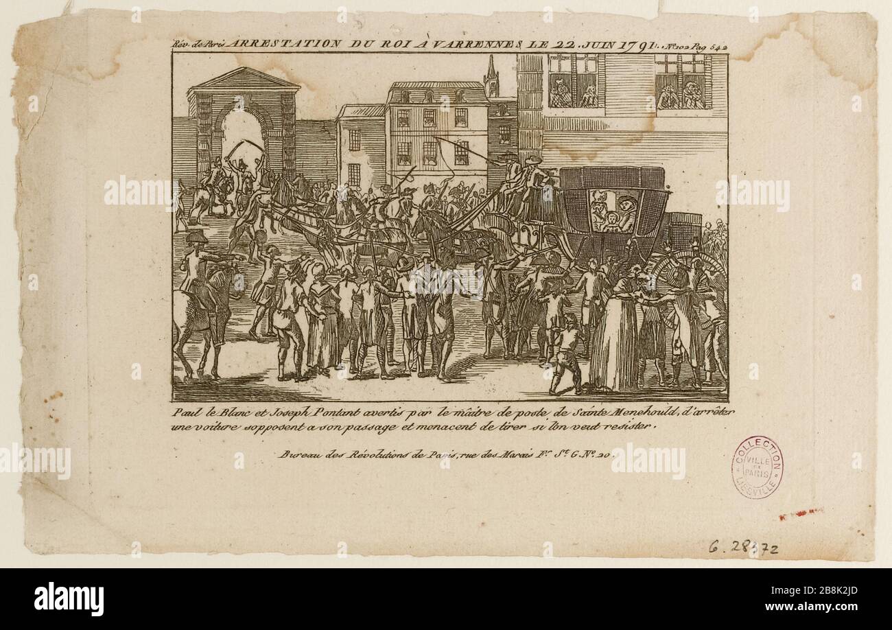 L'arrestation de King à Varennes le 22 juin 1791 / Revol. De Paris / # 102 Pag.542. (TI) Banque D'Images