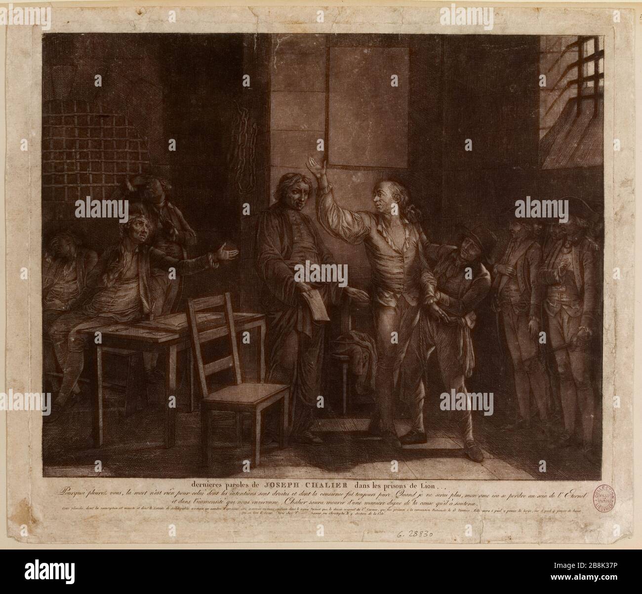 Révolution française. Joseph Chalier emprisonné dans une prison de Lyon (Rhône), condamné à la guillotine le 16 juillet 1793. (titre factice) Banque D'Images