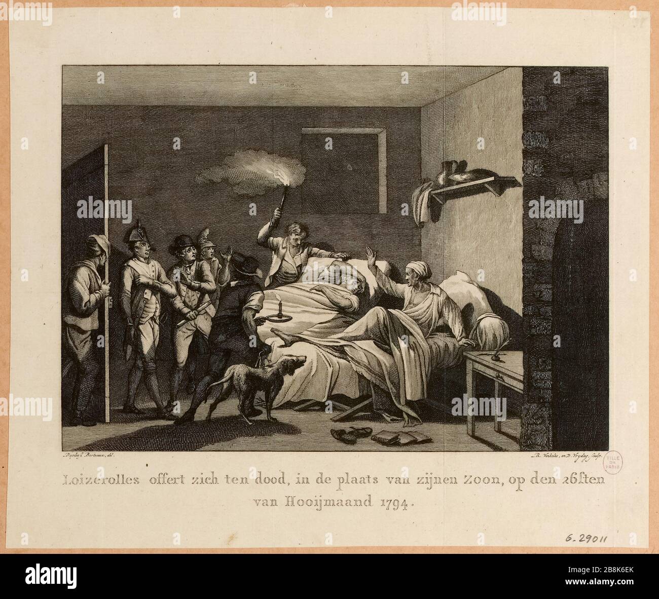 Révolution française : jour 8 Thermidor, ou 26 juillet 1794. Loiserolles est condamné à mort au lieu de son fils, la prison de Saint. 59ème plaque de Tafereelen van staatsomwenteling en FRANCE (titre factice) Banque D'Images