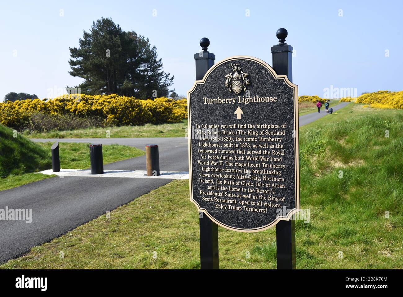 Panneau du phare de Turnberry adjacent au parcours de golf de Turnberry, près de Maybole, dans le Ayrshire, en Écosse. Debout à 24 mètres de haut, avec 76 marches vers le haut, Banque D'Images