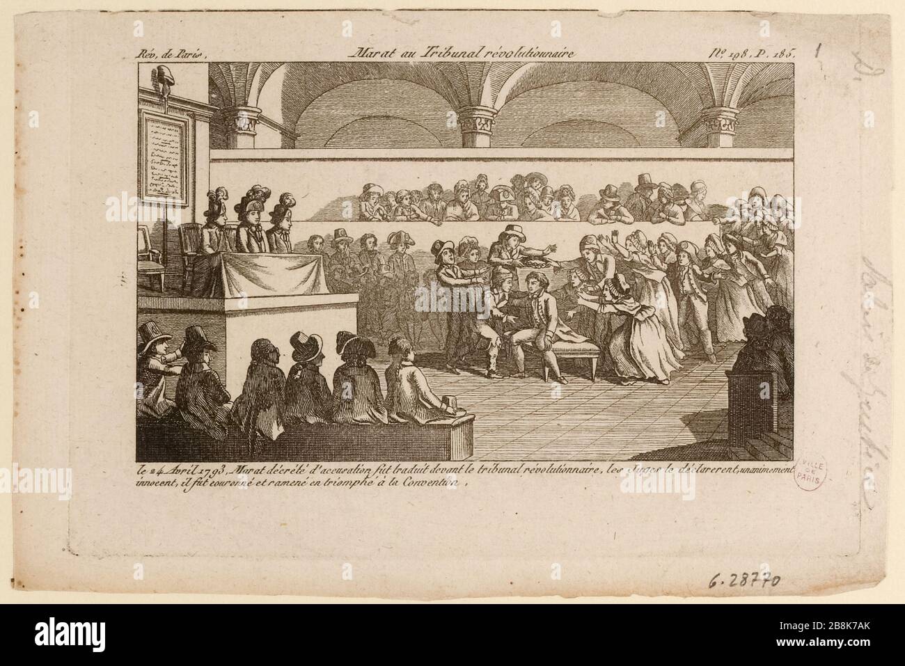 Révolution française : acquittement de Jean-Paul Marat par le tribunal révolutionnaire le 24 avril 1793. (TF) Banque D'Images