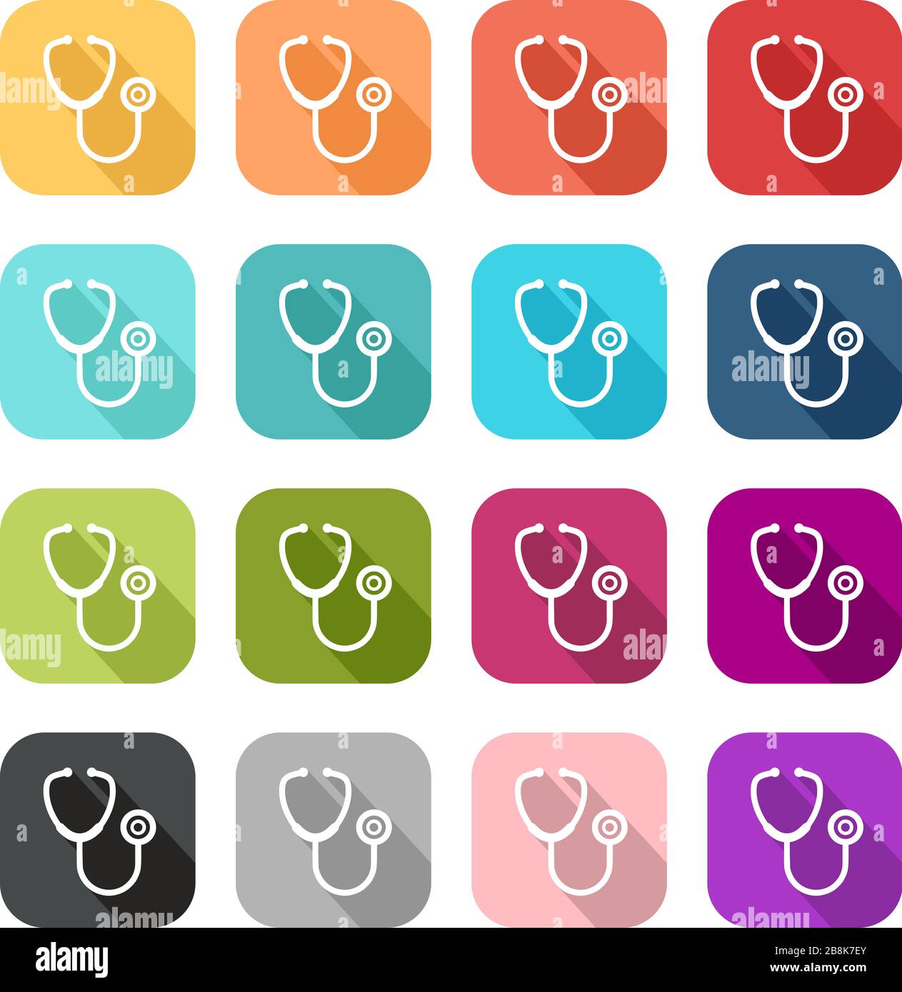 Icône stéthoscope colorée dans un style plat Banque D'Images