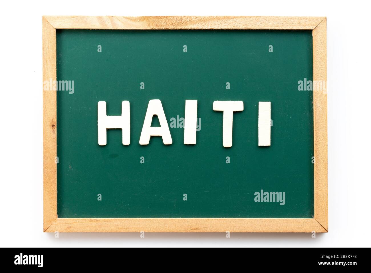 Lettre en mot Haïti sur fond noir en blanc Banque D'Images