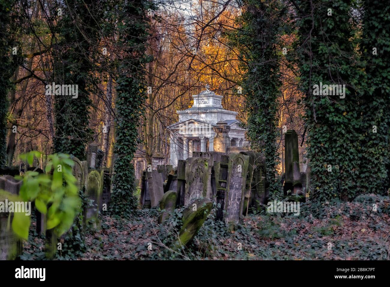 Cimetière juif dans la ville de Lodz, Pologne. Banque D'Images