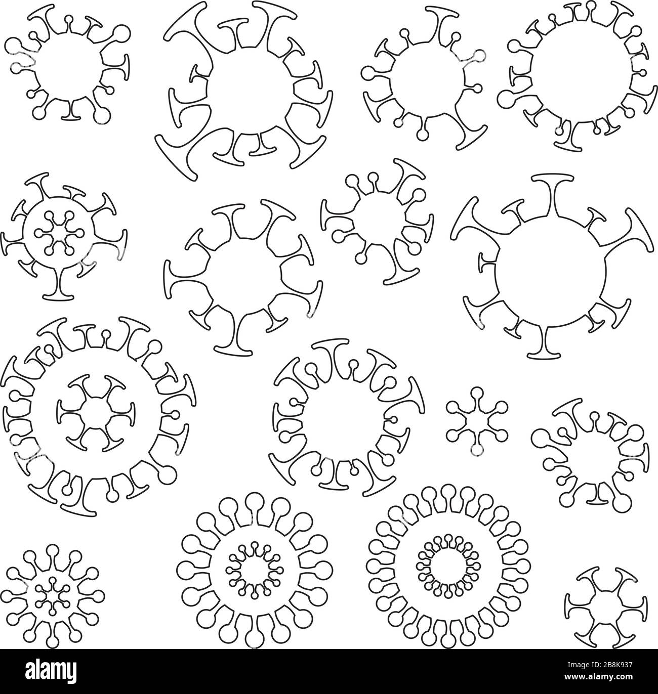 Ensemble de signes de forme de silhouette de vecteur de virus Corona Illustration de Vecteur