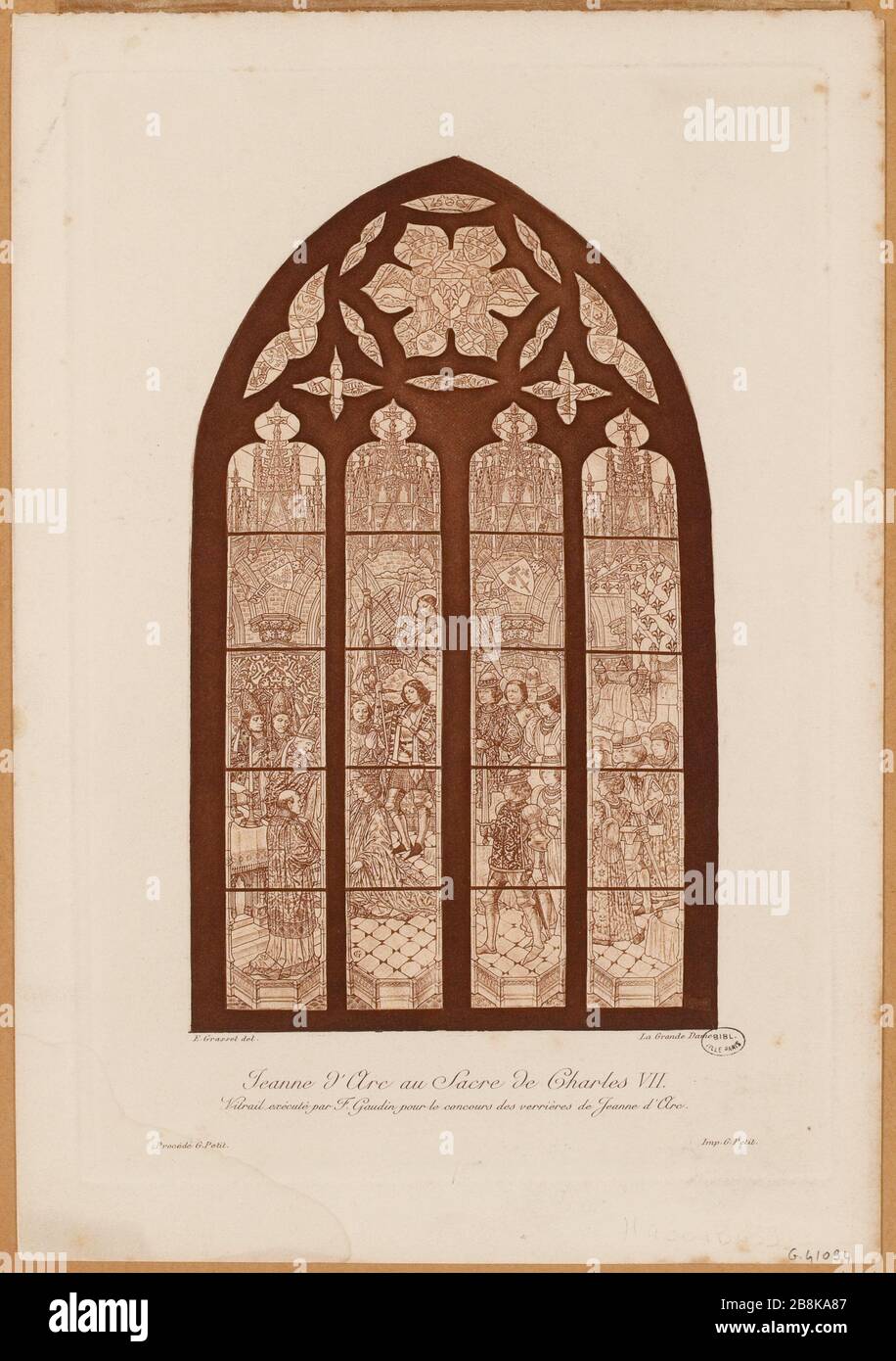 Jeanne d'Arc au couronnement de Charles VII / taché exécuté par F. Gaudin pour l'aide des canopies Jeanne d'Arc. (TI) Banque D'Images