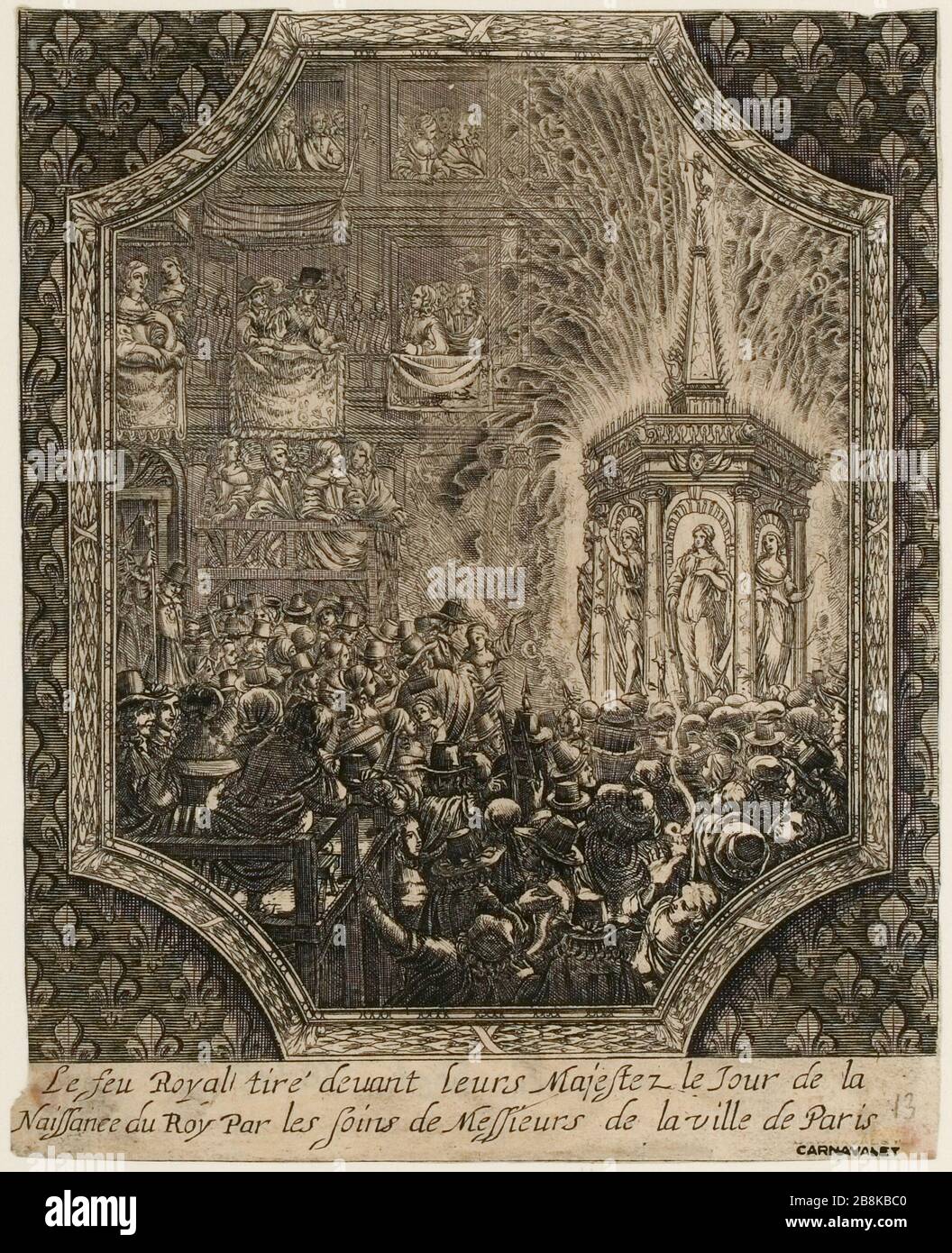 Royal a tiré le feu avant leur Majestez le jour de la naissance du roi pour les messieurs soigneux de la ville de Paris (IT) Banque D'Images