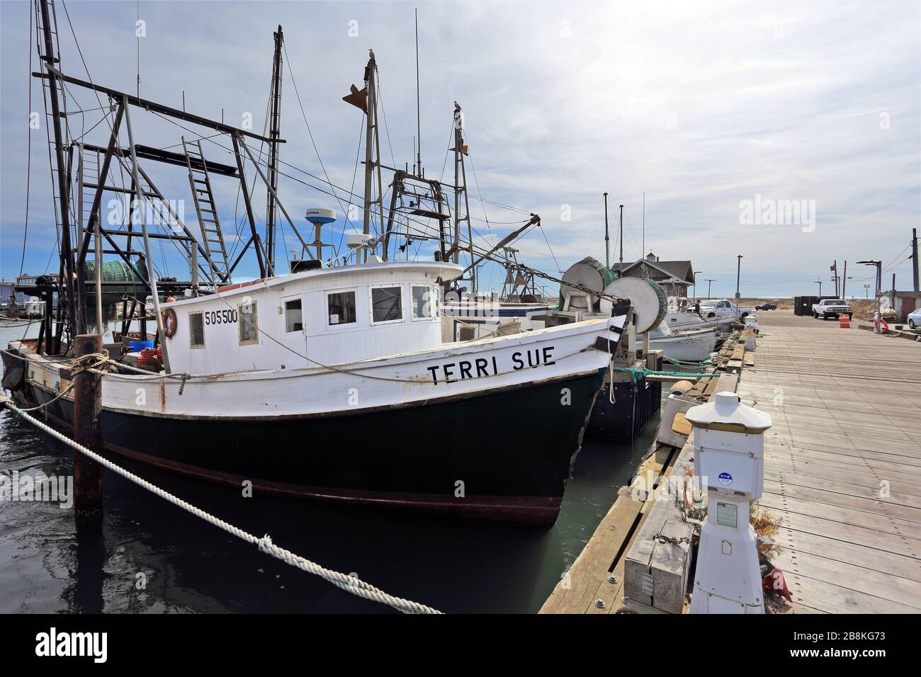 Jetée de pêche commerciale Shinecock long Island New York Banque D'Images