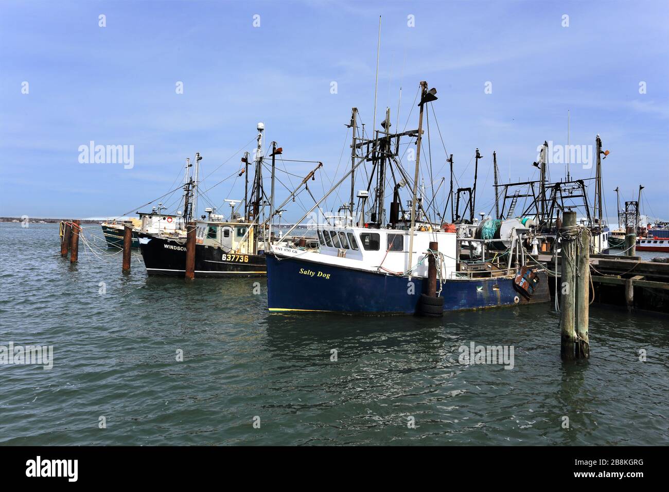 Jetée de pêche commerciale Shinecock long Island New York Banque D'Images
