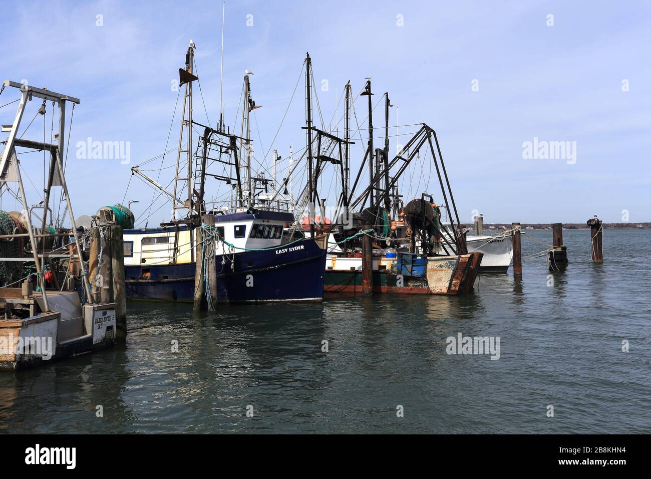 Jetée de pêche commerciale Shinecock long Island New York Banque D'Images