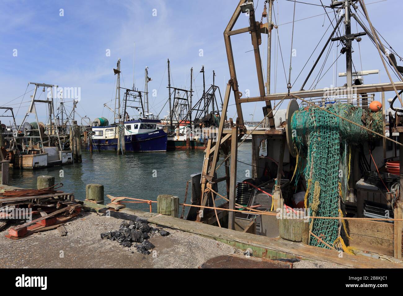 Jetée de pêche commerciale Shinecock long Island New York Banque D'Images