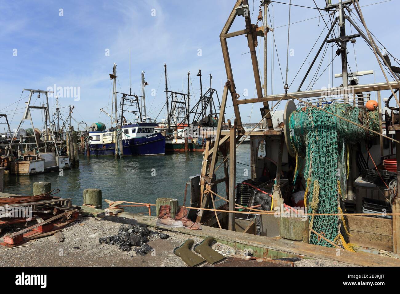 Jetée de pêche commerciale Shinecock long Island New York Banque D'Images