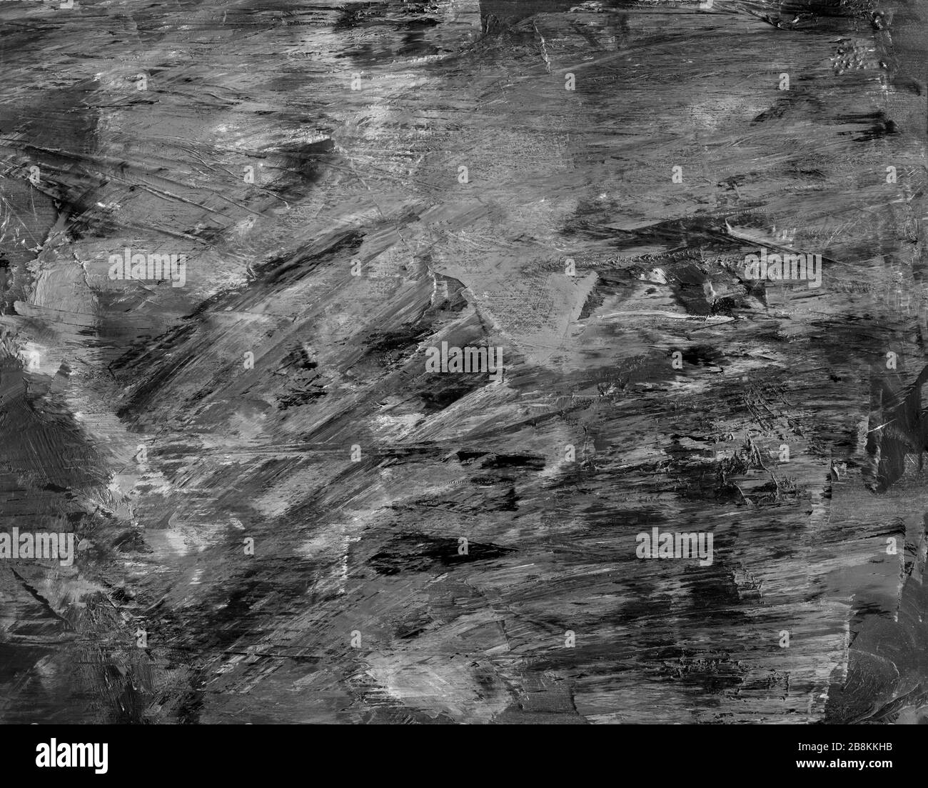 Arrière-plan monochrome abstrait. Palette avec peintures à l'huile. Coups de pinceau à main levée. Fond noir et blanc et gris avec texture et rayures, stai Banque D'Images