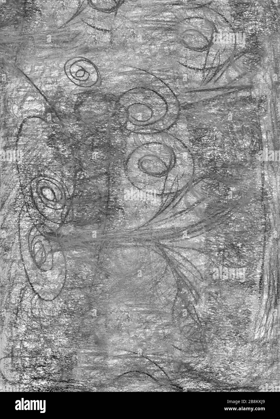 Arrière-plan monochrome abstrait. Texture du papier avec des impressions de charbon de bois. Rayures horizontales. Fond noir et blanc et gris avec texture et scr Banque D'Images