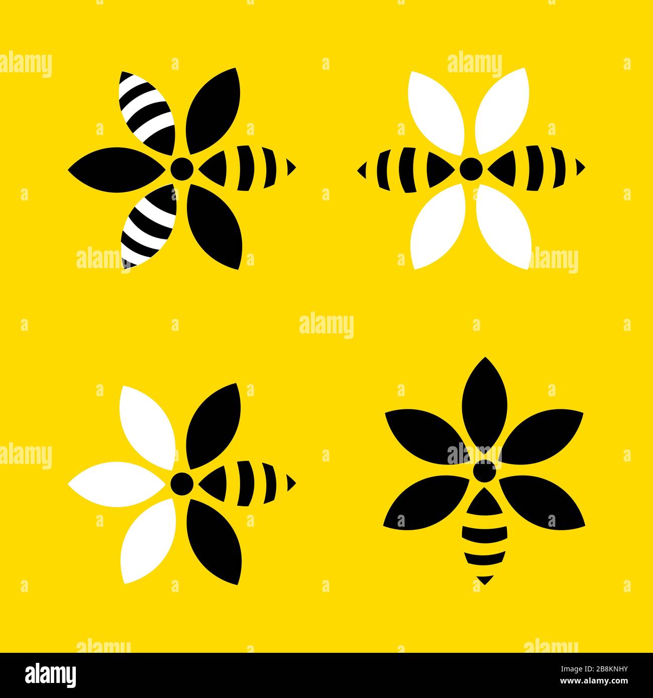 logo miel de fleur. Collection de logos de fleurs d'abeilles modèle abstrait vectoriel. Miel de fleurs d'agriculteur naturel. Illustration de Vecteur