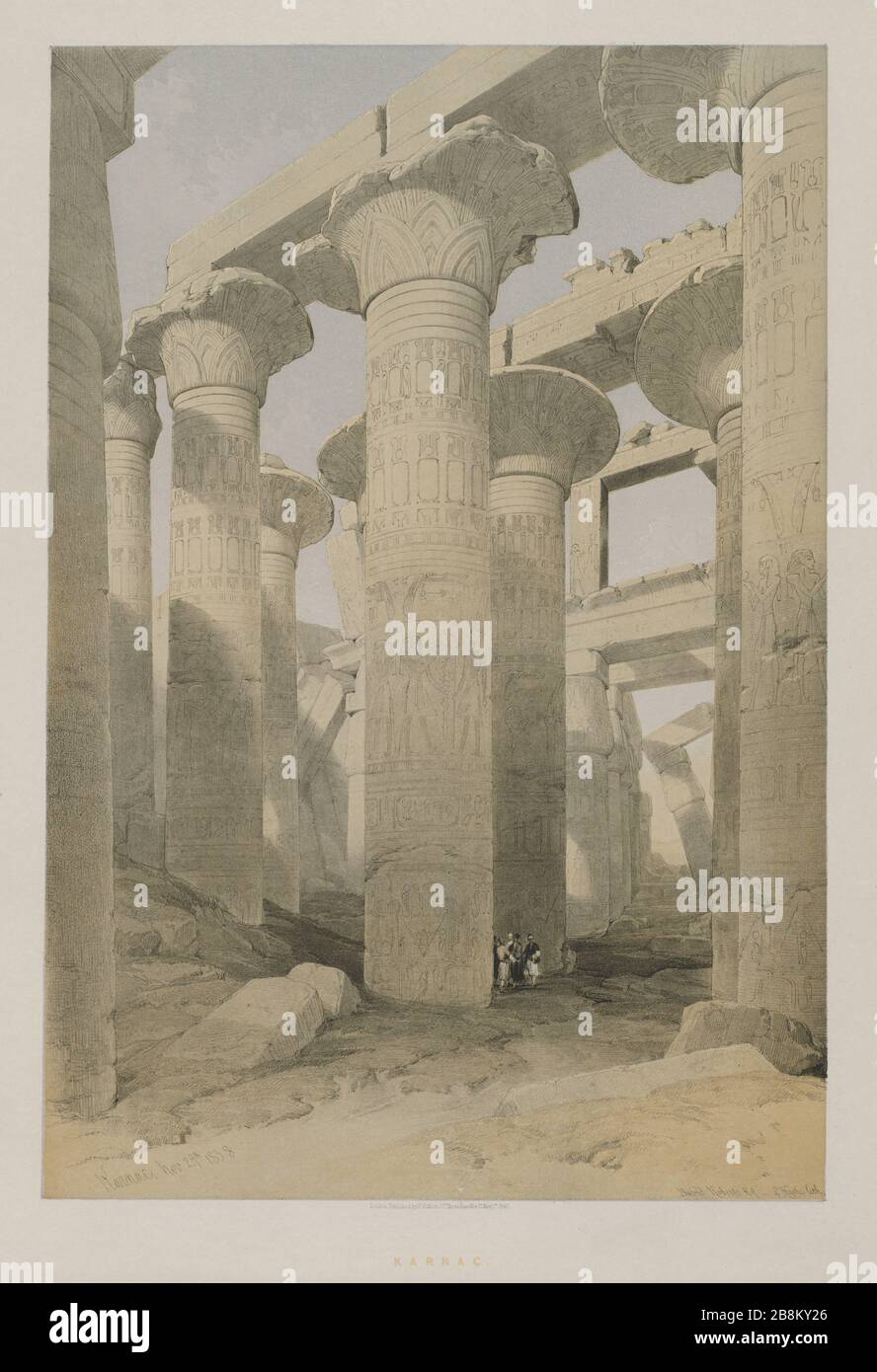 Karnac (Karnak) Egypte Egypte et Nubia, Volume II : Karnac, 1847. Louis Haghe (britannique, 1806-1885), F. G. Moon, 20, rue Threadneedle, Londres, après David Roberts (britannique, 1796-1864). Lithographie couleur; feuille: 60,3 x 43,6 cm (23 3/4 x 17 3/16 in); image: 48,7 x 32,7 cm (19 3/16 x 12 7/8 in) Banque D'Images