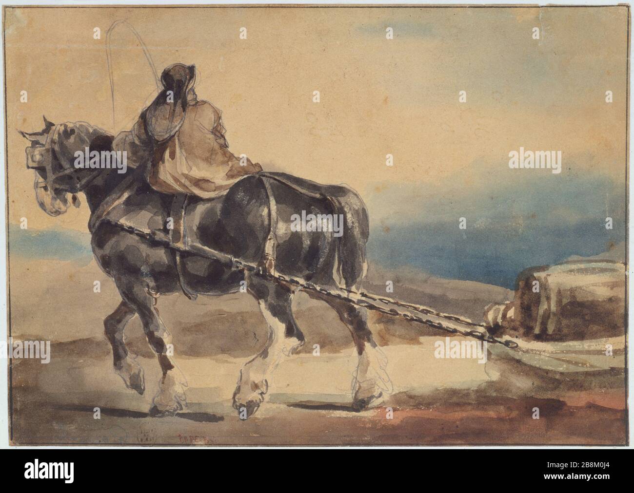 Le cheval qui transporte Théodore Géricault (1791-1824). 'Le cheval de halage'. Dessert. Paris, musée Carnavalet. Banque D'Images