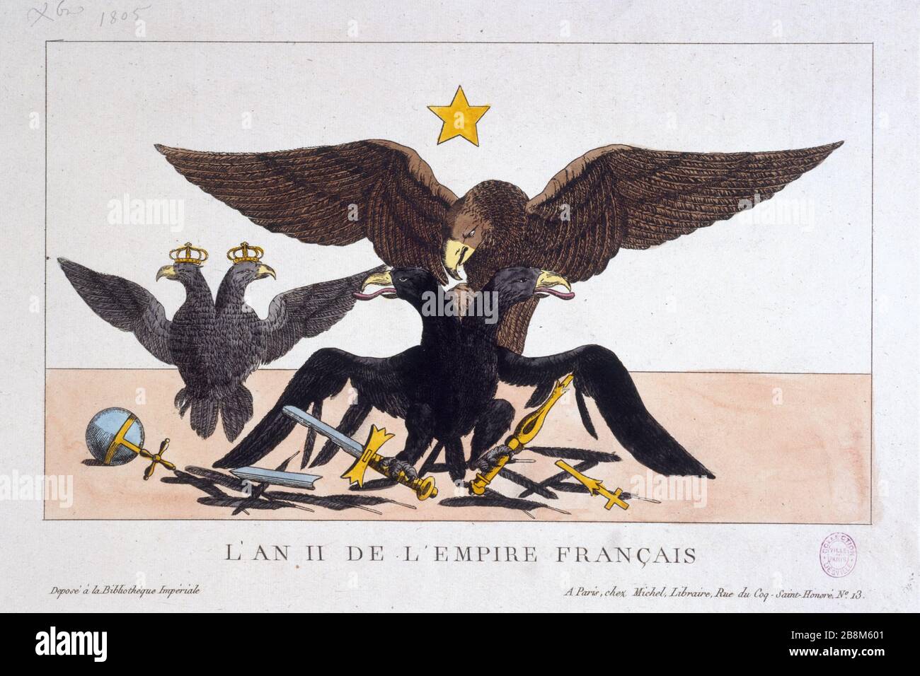 ANNÉE II DE L'EMPIRE FRANÇAIS 'l'an II de l'Empire français'. Anonyme d'estampe. Paris, musée Carnavalet. Banque D'Images ANNÉE II DE L'EMPIRE FRANÇAIS 'l'an II de l'Empire français'. Anonyme d'estampe. Paris, musée Carnavalet. Banque D'Images