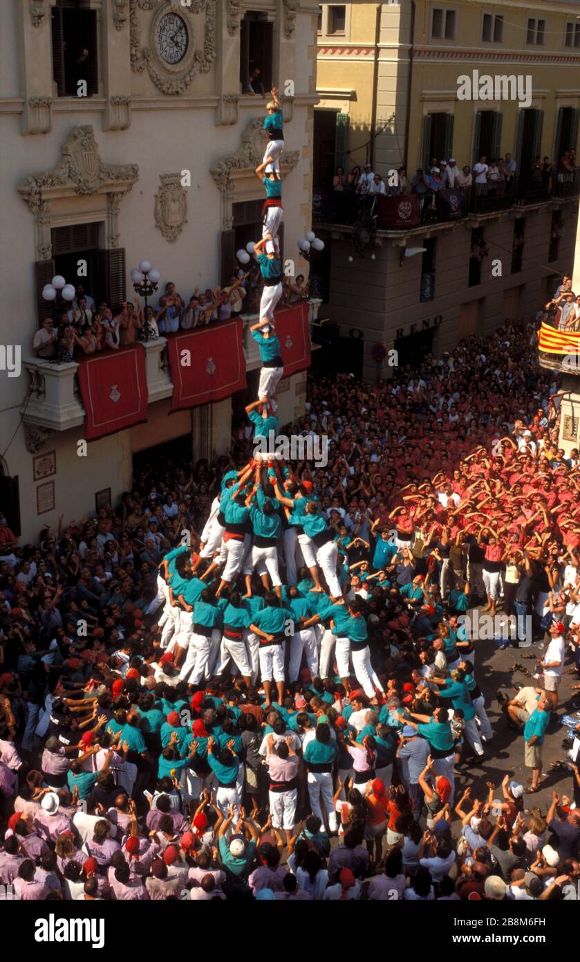 Sant Fèlix, Pilar de vuit, Castellers de Vilafranca, Penedès, Catalogne, Europe Banque D'Images