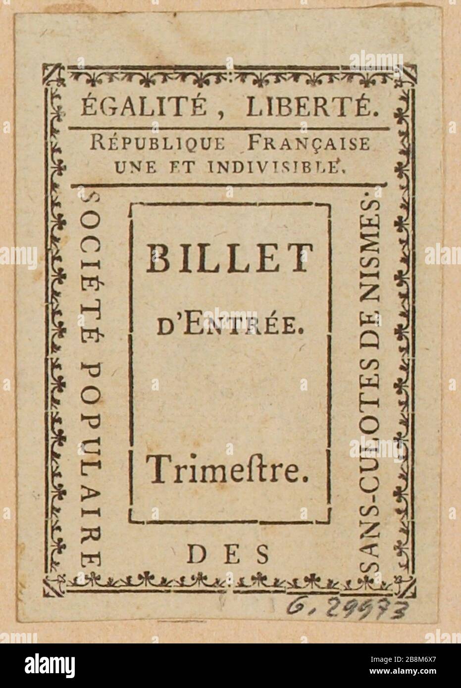 Admission d'une société populaire à Nîmes (TF) Banque D'Images